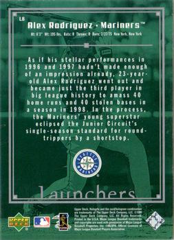 1999 Upper Deck HoloGrFX - Launchers #L8 Alex Rodriguez  Back