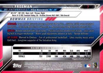 2016 Bowman #7 Freddie Freeman Back
