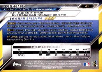 2016 Bowman #43 Eric Hosmer Back