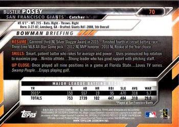 2016 Bowman #70 Buster Posey Back