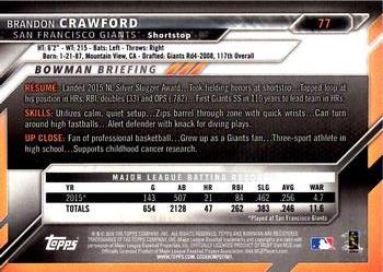 2016 Bowman #77 Brandon Crawford Back
