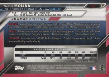2016 Bowman #83 Yadier Molina Back