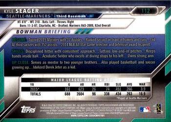 2016 Bowman #112 Kyle Seager Back