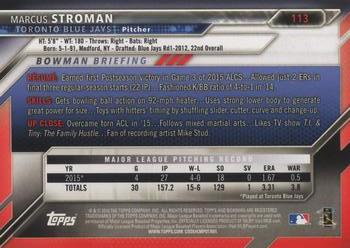 2016 Bowman #113 Marcus Stroman Back