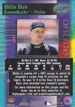 1998 Pacific Online #32 Willie Blair Back