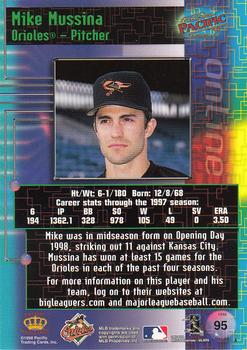 1998 Pacific Online #95 Mike Mussina Back