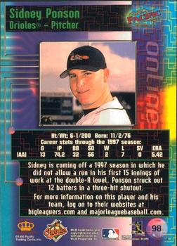 1998 Pacific Online #98 Sidney Ponson Back