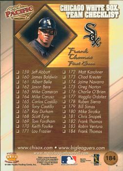 1998 Pacific Online #184 Frank Thomas Back