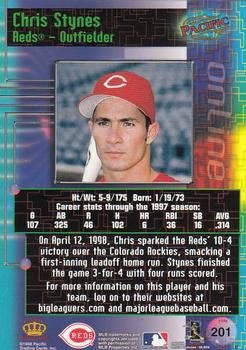 1998 Pacific Online #201 Chris Stynes Back