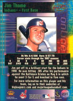 1998 Pacific Online #231 Jim Thome Back