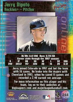 1998 Pacific Online #244 Jerry Dipoto Back