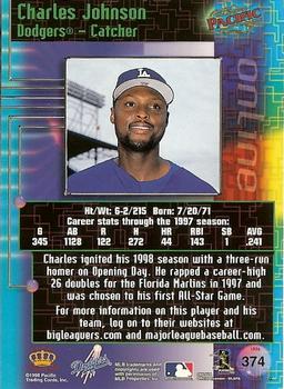 1998 Pacific Online #374 Charles Johnson Back