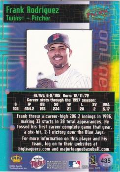 1998 Pacific Online #435 Frank Rodriguez Back