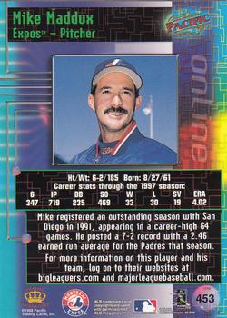 1998 Pacific Online #453 Mike Maddux Back