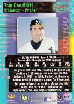 1998 Pacific Online #526 Tom Candiotti Back