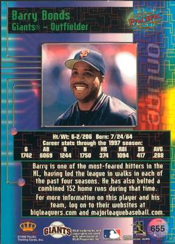 1998 Pacific Online #655 Barry Bonds Back