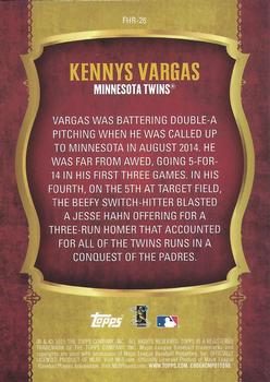 2015 Topps Update - First Home Run Gold #FHR-26 Kennys Vargas Back