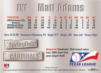 2011 Grandstand Texas League Top Prospects #NNO Matt Adams Back