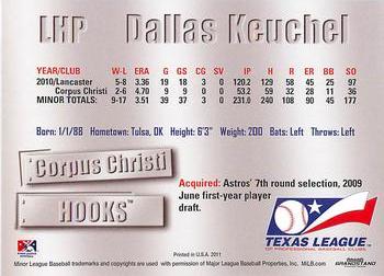 2011 Grandstand Texas League Top Prospects #NNO Dallas Keuchel Back
