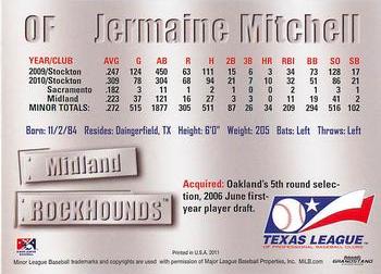 2011 Grandstand Texas League Top Prospects #NNO Jermaine Mitchell Back