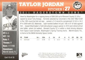 2011 MultiAd Hagerstown Suns #10 Taylor Jordan Back