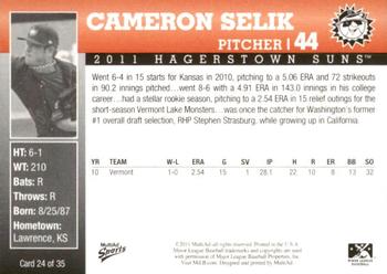2011 MultiAd Hagerstown Suns #24 Cameron Selik Back