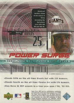 1999 Upper Deck MVP - Power Surge #P15 Barry Bonds  Back