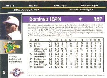 2000 Blueline Q-Cards Norwich Navigators #9 Domingo Jean Back