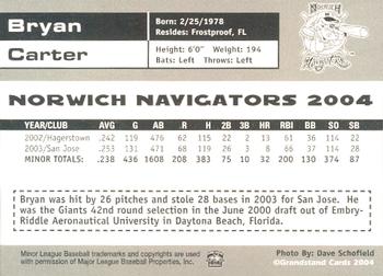2004 Grandstand Norwich Navigators #NNO Bryan Carter Back