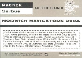 2004 Grandstand Norwich Navigators #NNO Patrick Serbus Back
