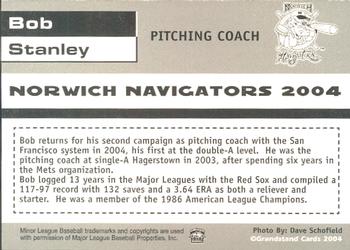 2004 Grandstand Norwich Navigators #NNO Bob Stanley Back