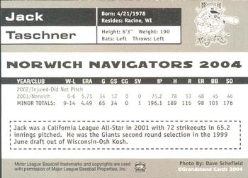 2004 Grandstand Norwich Navigators #NNO Jack Taschner Back
