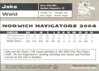 2004 Grandstand Norwich Navigators #NNO Jake Wald Back