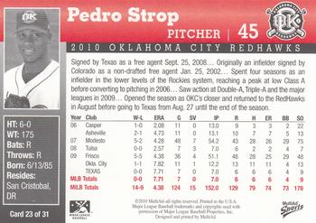 2010 MultiAd Oklahoma City RedHawks #23 Pedro Strop Back