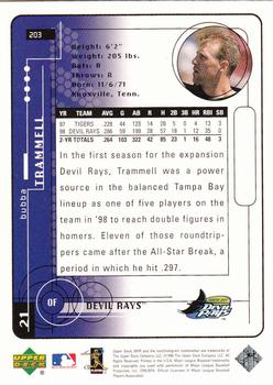 1999 Upper Deck MVP - Silver Script #203 Bubba Trammell  Back