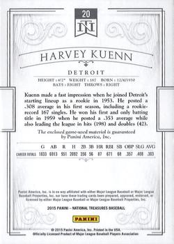 2015 Panini National Treasures #20 Harvey Kuenn Back