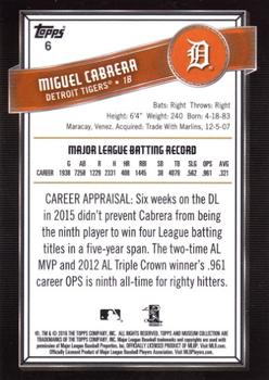 2016 Topps Museum Collection #6 Miguel Cabrera Back
