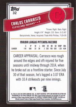 2016 Topps Museum Collection #32 Carlos Carrasco Back