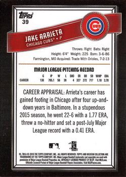 2016 Topps Museum Collection #39 Jake Arrieta Back