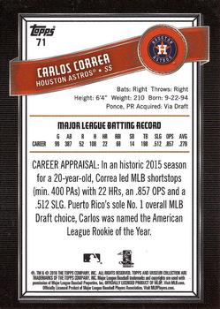 2016 Topps Museum Collection #71 Carlos Correa Back