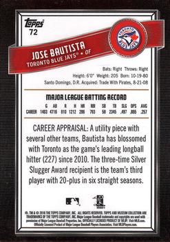 2016 Topps Museum Collection #72 Jose Bautista Back