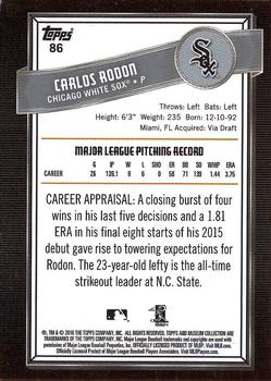 2016 Topps Museum Collection #86 Carlos Rodon Back
