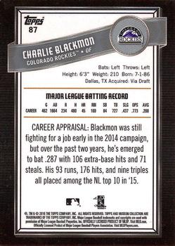 2016 Topps Museum Collection #87 Charlie Blackmon Back