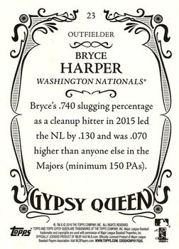 2016 Topps Gypsy Queen #23 Bryce Harper Back