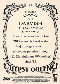 2016 Topps Gypsy Queen #85 Yu Darvish Back