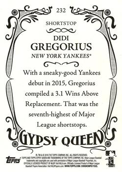 2016 Topps Gypsy Queen #232 Didi Gregorius Back