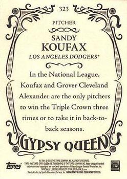 2016 Topps Gypsy Queen #323 Sandy Koufax Back