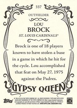 2016 Topps Gypsy Queen #337 Lou Brock Back