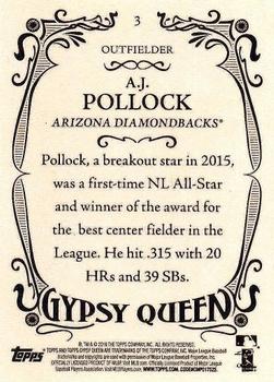 2016 Topps Gypsy Queen #3 A.J. Pollock Back