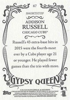 2016 Topps Gypsy Queen #67 Addison Russell Back